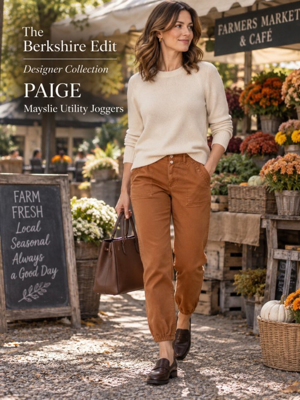 PAIGE Mayslie Utility Jogger Pants Brown Stretch Twill Cropped Size 30
